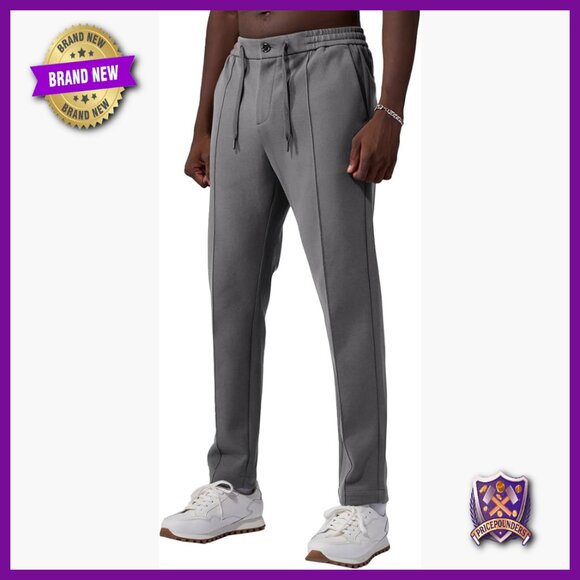 Men's Slim Fit Casual Pants Elastic Waist Drawstring Lightweight Sweatpants